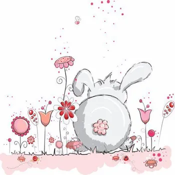 Samolepící dekorace Králíček na louce samolepka na zeď - M