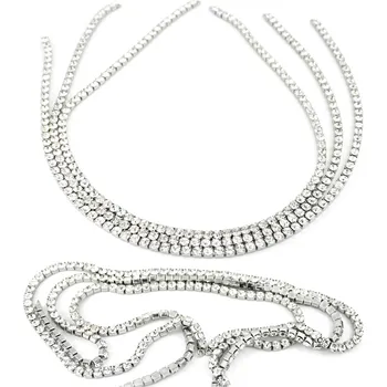 Materiál na výrobu šperku Ocelová borta - Štrasový konektor náhrdelník - 30cm