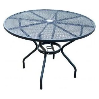 Zahradní stůl Zahradní kovový stůl kulatý, horní deska tahokov, otvor na slunečník, průměr 106 cm