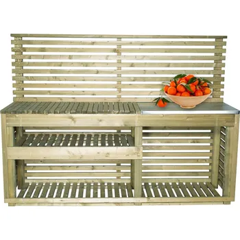 Zahradní stůl ASKO Sky zahradní multifunkční pult 67 x 220 cm hnědý