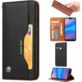 Pouzdro na mobilní telefon Kožené flipové pouzdro pro Huawei P20 Lite - černé