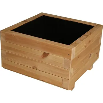 Květináč Větší masivní dřevěný květináč čtvercový, 46x46x29 cm