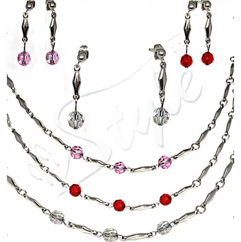 Souprava šperků Ocelová souprava s Preciosa krystalky - Červená