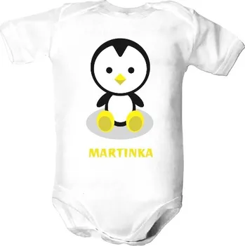 Kojenecký body Dětské body s potiskem Tučňák se jménem dětské