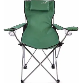 Skládací židle kempingová, kovová kostra + textilní potah, s polštářkem, zelená