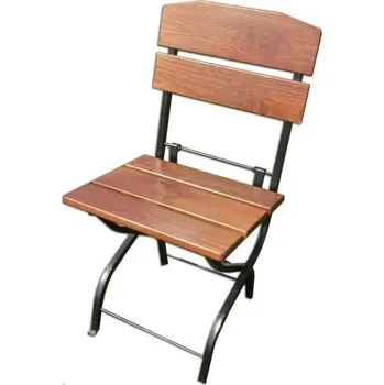 Dřevěné skládací křeslo zahradní s kovovým rámem