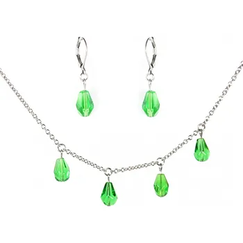 Náhrdelník Zelená a modrá Foxette souprava - Zelená