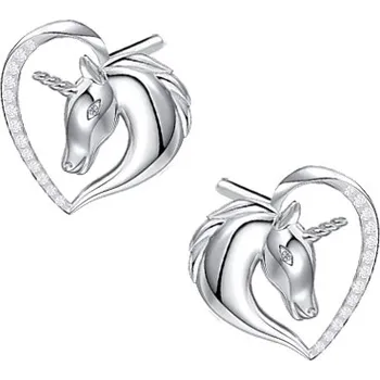 Náušnice Olivie Stříbrné náušnice JEDNOROŽEC V SRDCI 3757 Ag 925; ≤1,9 g.