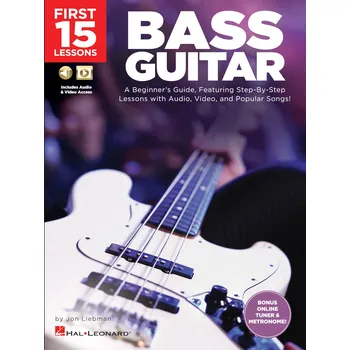 First 15 Lessons: Bass Guitar + Audio & Video Online / tabulatura