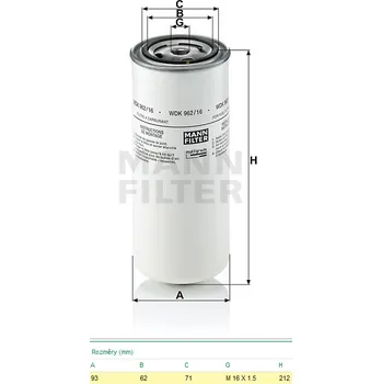 Palivový filtr Filtr paliva WDK962/16