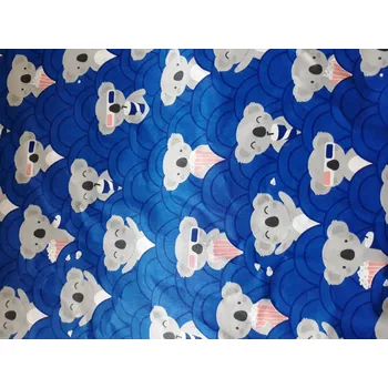 Bavlněná látka vzorovaná - Medvídek - modrá