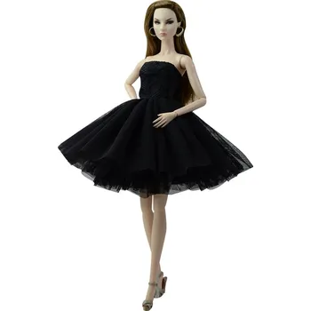 Doplněk pro panenku Šaty s krátkou vrstvenou sukní pro Barbie Barvy: černá