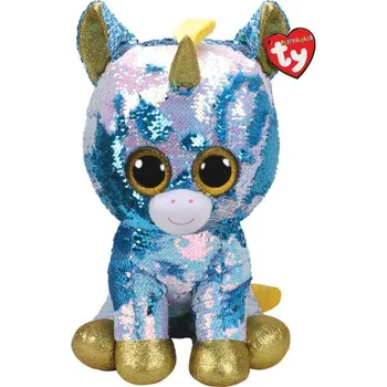 plyšák TY Beanie Boos Flippables Dazzle bílý jednorožec s flitry 42 cm