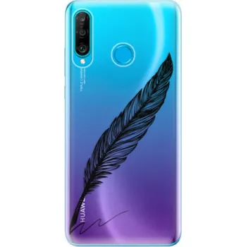 Pouzdro na mobilní telefon Odolné silikonové pouzdro iSaprio - Writing By Feather - black - Huawei P30 Lite