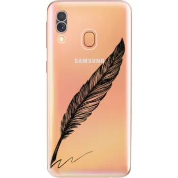 Pouzdro na mobilní telefon Odolné silikonové pouzdro iSaprio - Writing By Feather - black - Samsung Galaxy A40