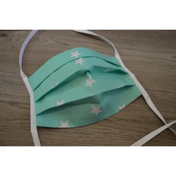 Šatoli.cz Bavlněná dvouvrstvá rouška mentol s bílou hvězdičkou