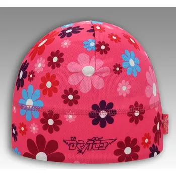 Čepice M - vel.52-54 cm, L - vel.54-56 cm-Dívčí funkční čepice - kytička - růžová
