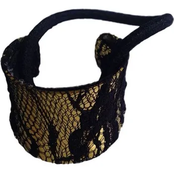 Spona pro tvorbu copu - kovová podkova s krajkou - zlatá barva