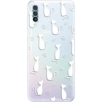 Pouzdro na mobilní telefon Odolné silikonové pouzdro iSaprio - Cat pattern 05 - white - Samsung Galaxy A50