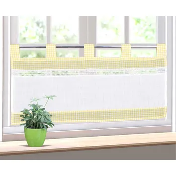 Záclona Hotová záclona, Kostička a krajka, žlutá, 40 x 80 cm