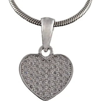 Přívěsek Vorlové Šperky, Stříbrný přívěsek srdce s bílými zirkony, PR604