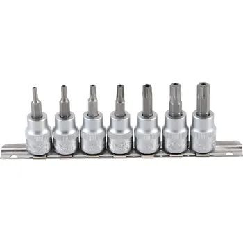 BGS Sada nástrčných hlavic, 10 mm (3/8"), T-profil (pro Torx) s otvorem T15 - T50, 7dílná