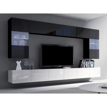 Obývací stěna GAB Obývací stěna LORONA 1, Bílá/Černá 300 cm