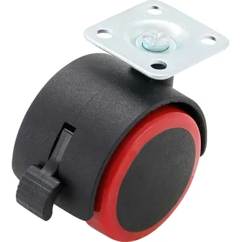 Pojezdové kolečko BGS Dvojité otočné kolečko s brzdou, červené/černé, 50 mm