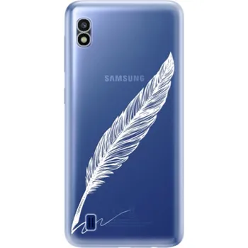 Pouzdro na mobilní telefon Odolné silikonové pouzdro iSaprio - Writing By Feather - white - Samsung Galaxy A10