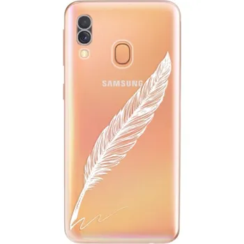 Pouzdro na mobilní telefon Odolné silikonové pouzdro iSaprio - Writing By Feather - white - Samsung Galaxy A40