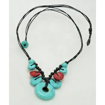 Souprava šperků Vorlové Šperky, Náhrdelník ze syntetického korálu a tyrkysu, kroužky (Syntetický korál a tyrkys)