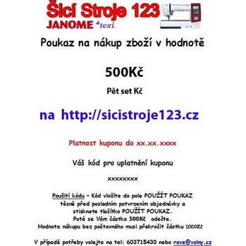 Dárkový poukaz na zboží v hodnotě 500Kč