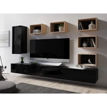 Obývací stěna GAB Obývací stěna LORONA 37, Černá/Dub Artisan 300 cm