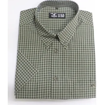 Pánská košile Košile LUKO krátký rukáv 194121 zelená kostka vel. 38