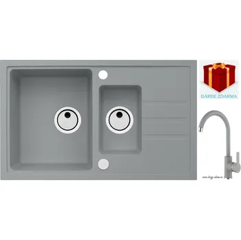 Granitový dřez Alveus SET dřez Intermezzo 70 + Tonia - 81 beton + dárek (příborník, podložka na sušení nádobí nebo tekutý čistič)