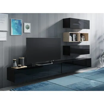 Obývací stěna GAB Obývací stěna LORONA 27, Černá/Dub Artisan 300 cm