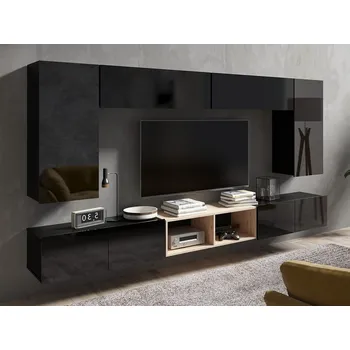 Obývací stěna GAB Obývací stěna LORONA 23, Černá/Dub Artisan 300 cm