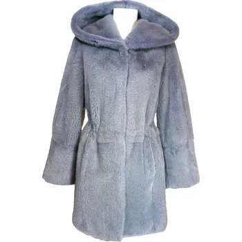Dámský kabát Kreibich Dámský kožešinový kabát norek modrá
