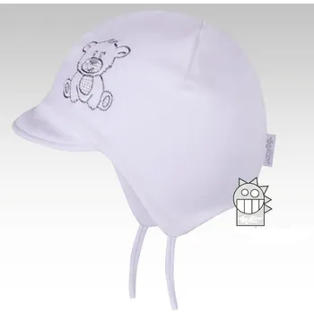 Čepice Čepice čepička Dráče Puppy 04 bílá vázací s medvídkem velikost čepic: 40-42cm