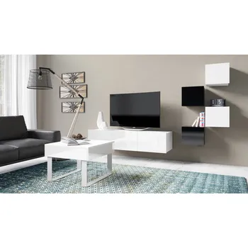 Obývací stěna GAB Obývací stěna + konferenční stolek LORONA 21, Bílá/Černá