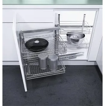 Kuchyňská skříňka VS COR Fold rohový-otočný výsuv s koši Saphir, P, ocel stříbrná