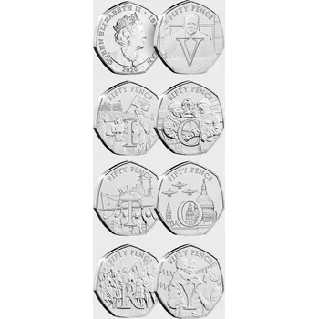 (2020) Isle of Man - set 7x 50 p (0/0) VICTORY - 75. výročí konce II. sv. války