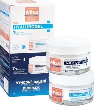 Pleťový krém Mixa Hyalurogel Light hydratační krém na obličej s kyselinou hyaluronovou 50 ml + Mixa Hyalurogel Night noční krém 50 ml