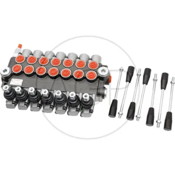 Rozvaděč Hydraulický rozvaděč sedmipáčkový - dvojčinný, A-B uzavřený, zpětná pružina, průtok 40l
