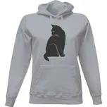 Dámská mikina s kapucí s potiskem Černá kočka dámské