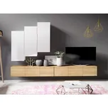 GAB Obývací stěna LORONA 20, Bílá/Zlatý dub 300 cm