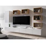 GAB Obývací stěna LORONA 37, Bílá/Zlatý dub 300 cm