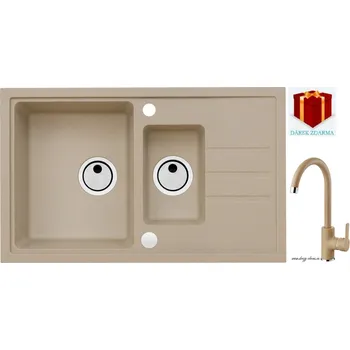 Granitový dřez Alveus SET dřez Intermezzo 70 + Tonia - 55 beige + dárek (příborník, podložka na sušení nádobí nebo tekutý čistič)