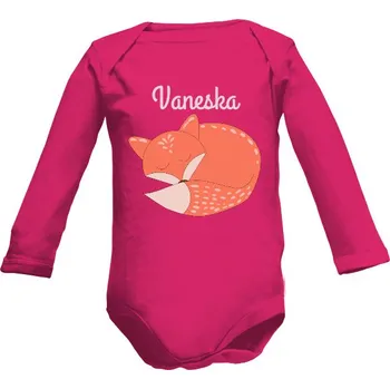 Kojenecký body Dětské body Long s potiskem liška s vlastním jménem dětské
