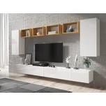 GAB Obývací stěna LORONA 35, Bílá/Zlatý dub 300 cm